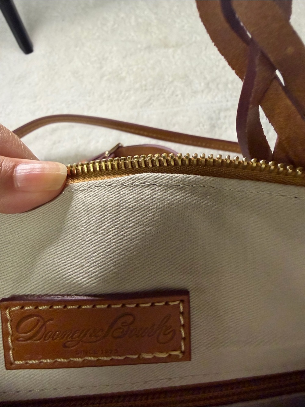 Dooney & Bourke Navy & White Signature Celeste Satchel w/ Penn State Nitany logo - Picture 3 of 6